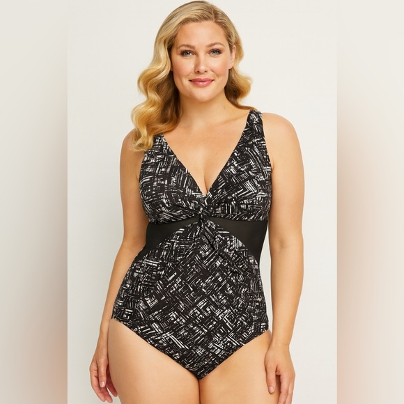 Miracle Suit Twist of Fate Tummy Control One Piece Swimsuit Size 10 NWT - Picture 1 of 3